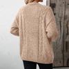 Women's Fashion Casual Solid Color V-Neck Long Sleeve Pocket Knitted Cardigan Sweater Jacket