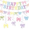 Roze Strik Verjaardag Feest Decoraties Set: Banner & Slingers