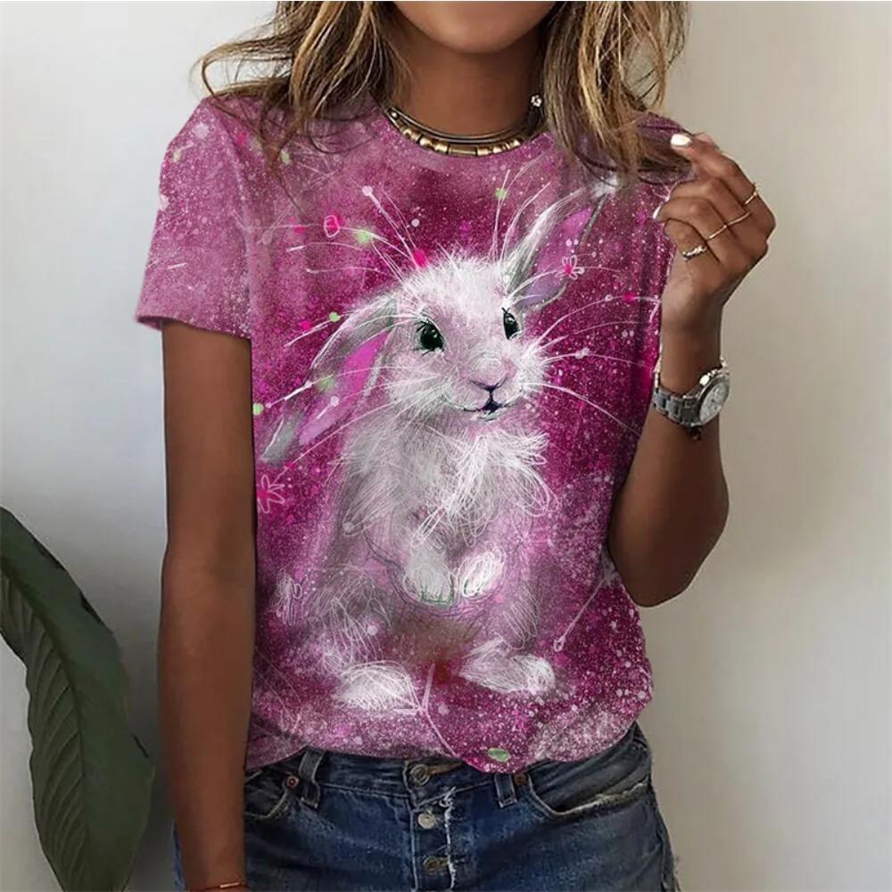Women's T Shirts Funny 3D Kawaii Cat Print T-Shirts Fashion O-neck Short Sleeve Top Female Y2k Clothing Cute Clothes