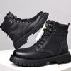 Mode Mode Kuhleder Plateau Herrenstiefel Designer Weichsohle Lässig Herbst Winter Baumwollschuhe Schwarz Motorradstiefel für Herren