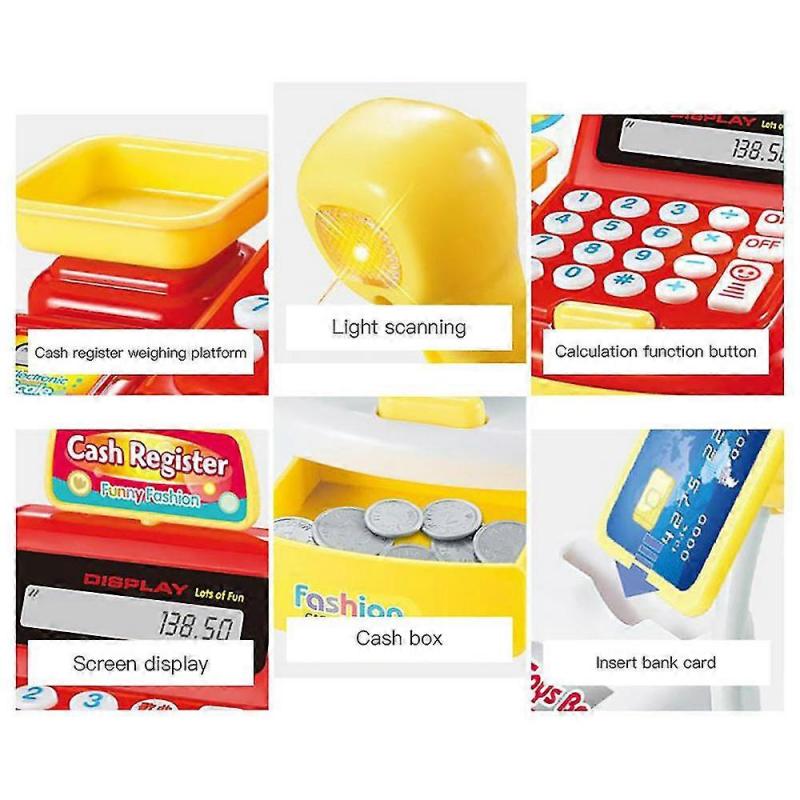 Simulation Supermarket Cash Register Toy For Boys And Girls Diy Educational Interaction Lamp Sound Role Play Shopping Game Kids Children