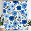 Watercolor Flower Leaves Printed Shower Curtain Partition Privacy Hanging Curtain With 12 Hooks Multiple Sizes Machine Washable