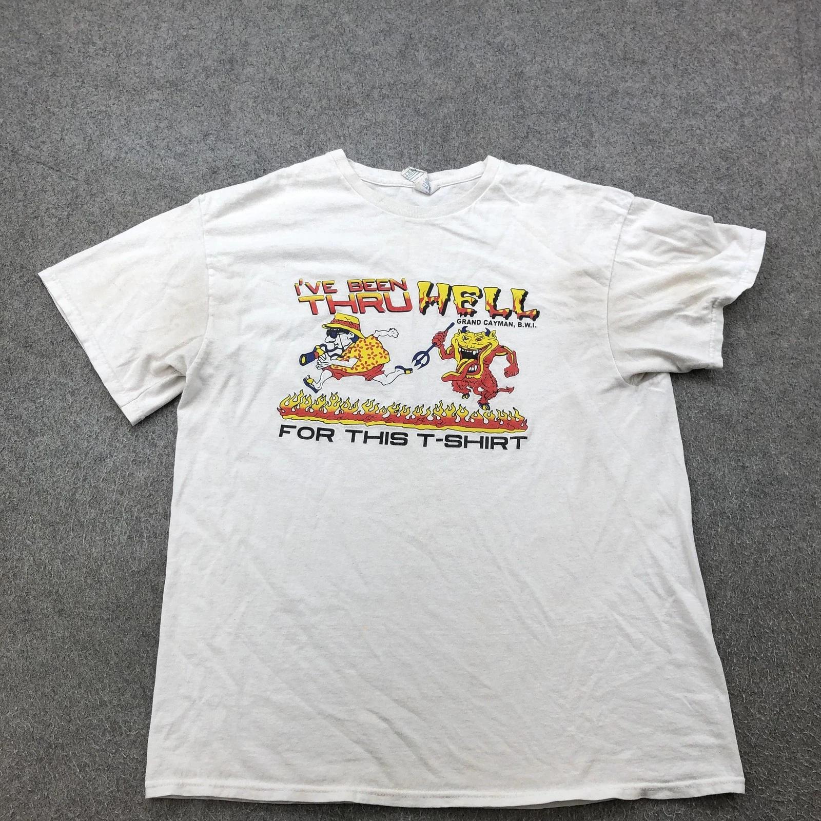 Vintage Grand Cayman Shirt Mens Large White I ve Been Thru Hell Graphic Souvenir 3XL