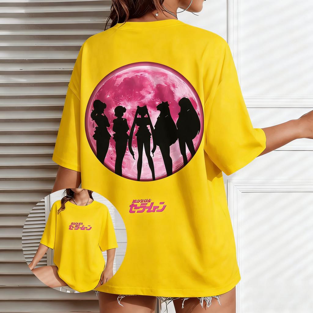 Women's Sailor Moon Silhouette T-shirt from 2026 Anime, High Quality, Hip-hop Cartoon Print, Streetwear, Y2K Aesthetics, loos,Unisex,gift,Top