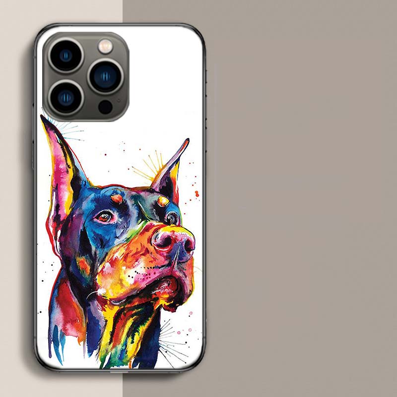 Animal Dachshund Doberman Dog Phone Case For Apple Iphone 16E 16 17 Pro Max Air 15 Pro 14 Plus 12 13 Mini Cover Cute Fun
