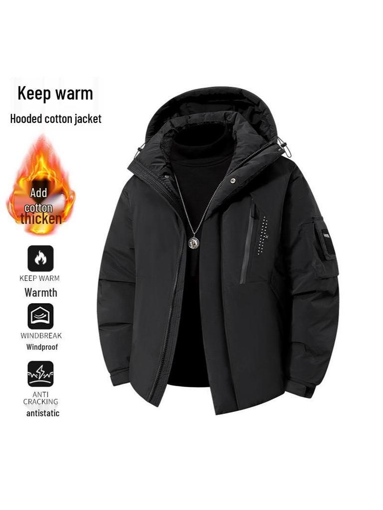Men's Winter Windproof Puffer Jacket - Warm, Thickened Cotton Coat for Outdoor Use