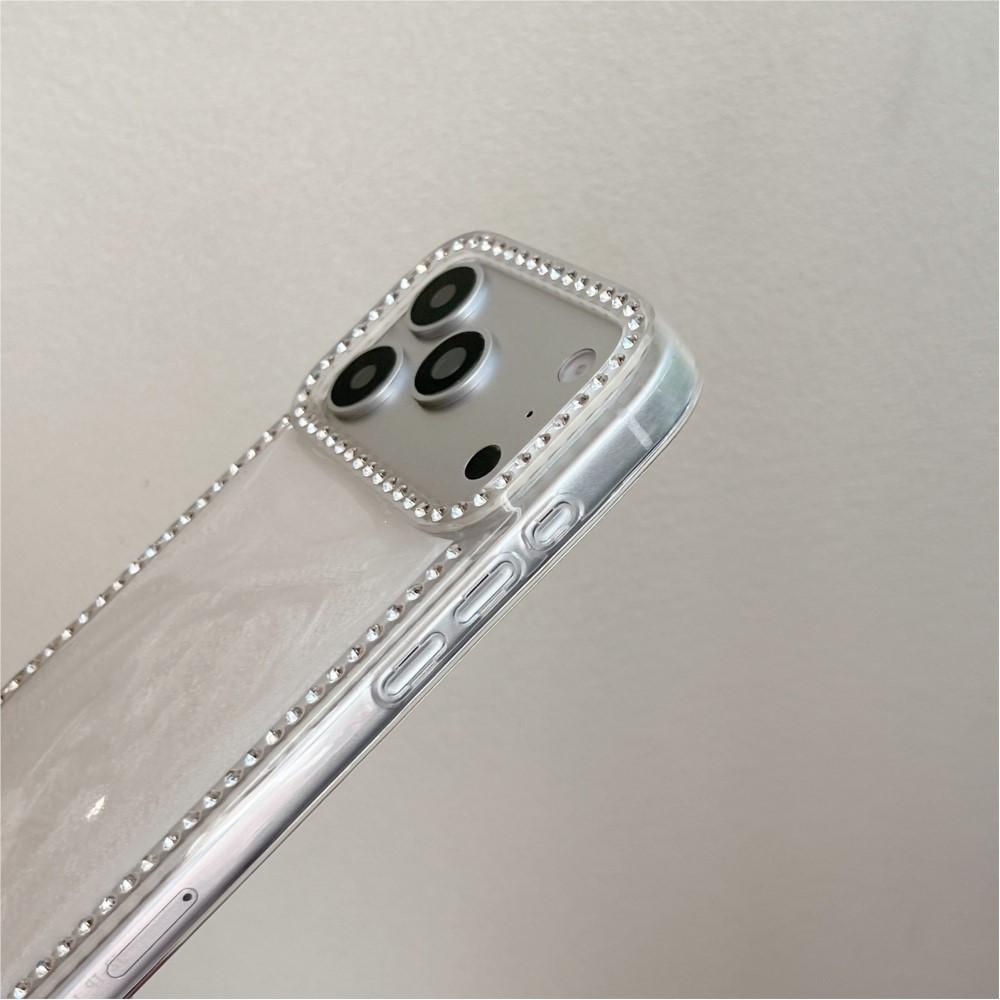 Luxury Bling Diamond Frame Glitter Case for iPhone 17 Air 16 15 14 Plus 13 12 11 Pro Max Clear Shockproof Soft Girly Women Cover