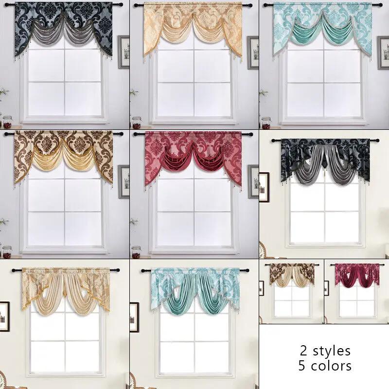 51,9x29,5 Zoll Europäischer Stil Quaste Floral Fenster-Abschlussleiste Luxus Kurzer Vorhang Kopf Vorhang für Wohnzimmerfenster