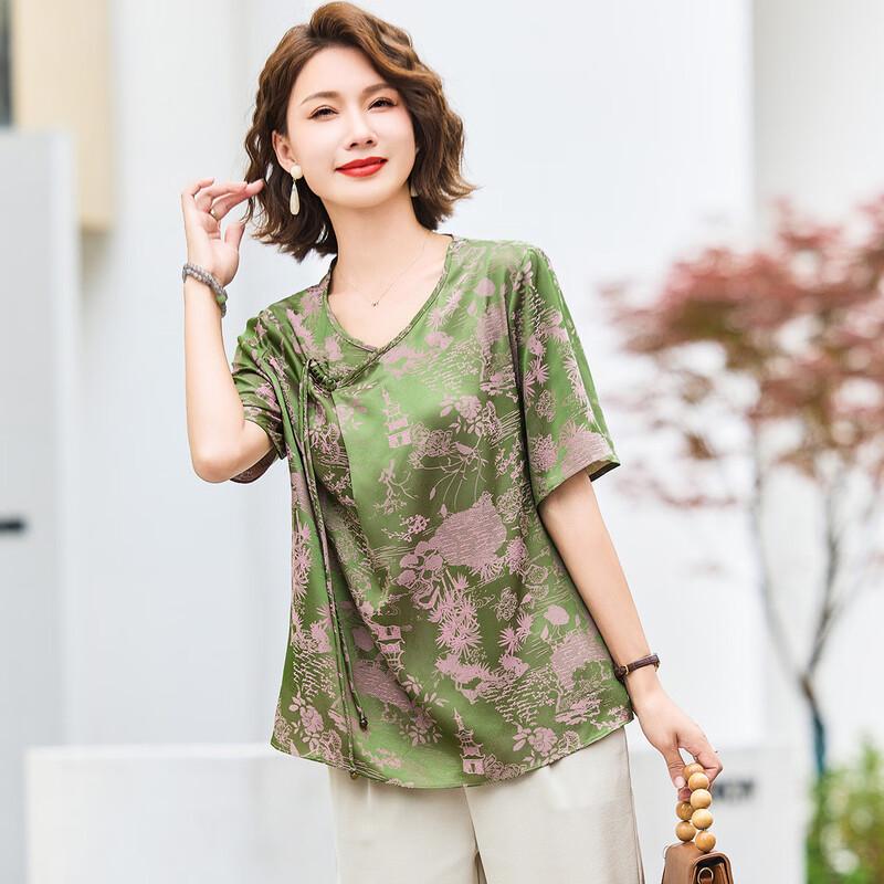 Jianhu Mid-Aged Women's Chinese Style Summer T-Shirt