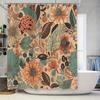 Modern Floral Shower Curtain Rustic Bathroom Decor Neutral Color Palette for Home