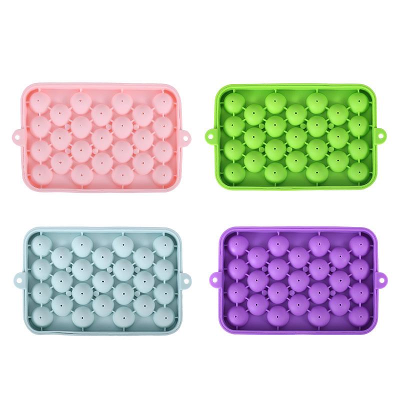 25-Grid Silicone Round Ice Ball Tray with Lid - Easy Release Fruit Ice Cube Mold