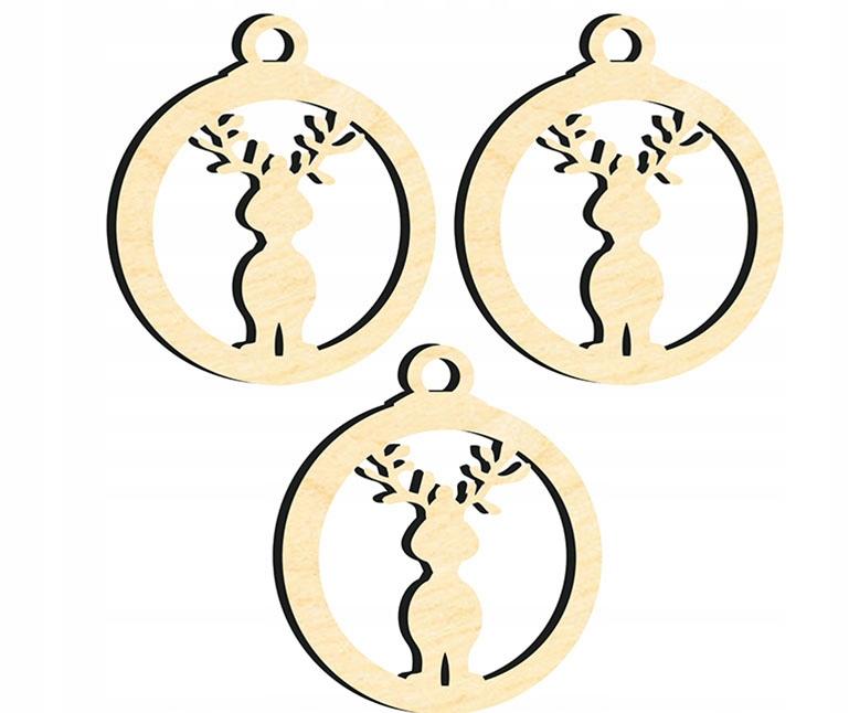 Wooden Christmas Tree Decorations Z61 3 Pcs.