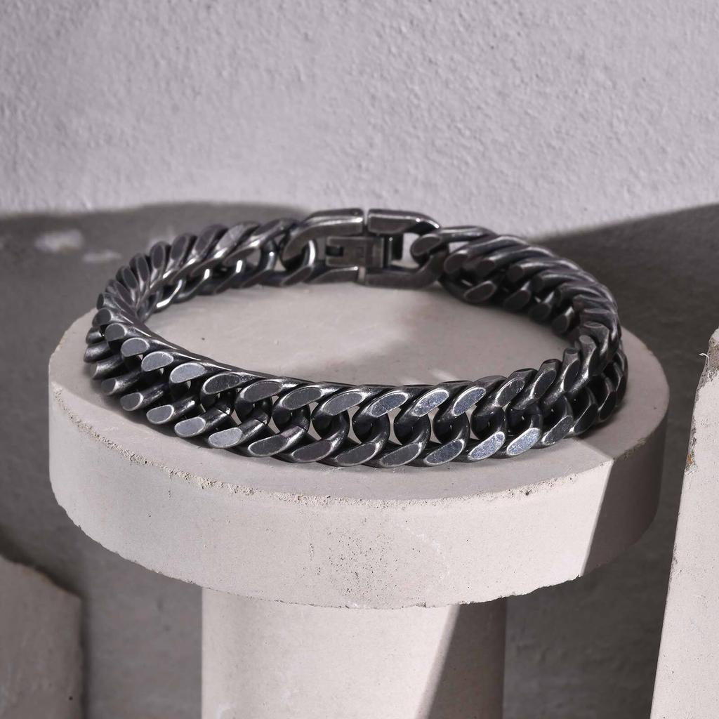 Stainless Steel Jewelry Thick Heavy Cuban Chain Men Bracelets Wristband For Dad Boyfriend Valentine's Day Gift