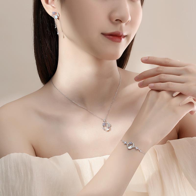 Tancise 925 Sterling Silver Classic Women Necklace Pendant Zircon Fashion Gift