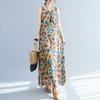 Long Skirt Summer New Sleeveless Round Neck Printed Mid Length Dress