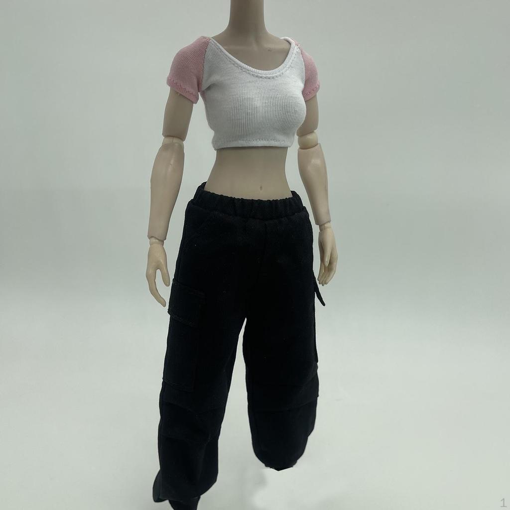 1/6 Female Action Figure Wardrobe, Short Sleeve T Shirt and Pants for 12'' Dolls