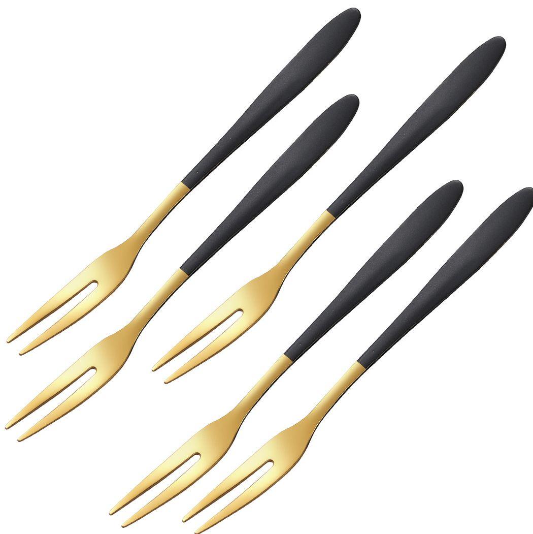 

Stainless Steel For Dessert,Salad For Restaurant Mini Eating Ware Fruit Forks Tableware Fork чорний/золотистий