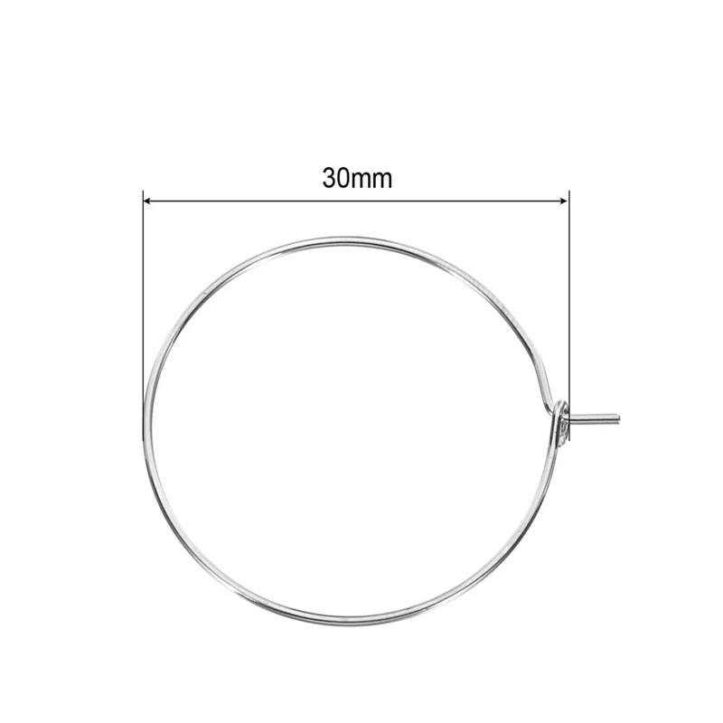 100 Stück Weinetikettierung Silber Metall Weinglas Anhängerringe Drahtringe Getränkemarkierer 20mm-35mm Weinglasringe 7