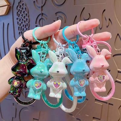 Cartoon Trendy Cool Love Rabbit Keychain Cute Rabbit Doll Pendant Couple Car Key Chain Gift
