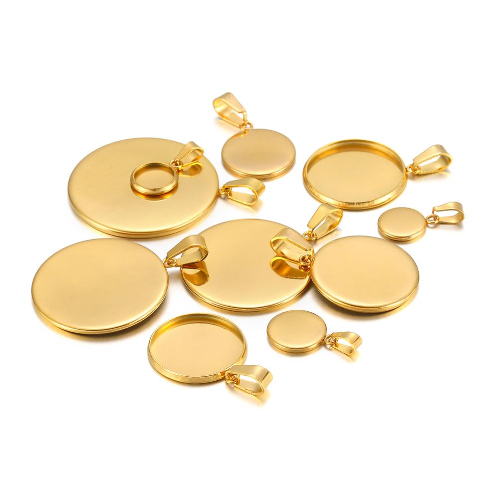 10pcs Fit 10 12 16 20 30mm Stainless Steel BlankCabochon Cameo Base Settings Tray Bezels Pendant Charms for DIY Jewelry Making