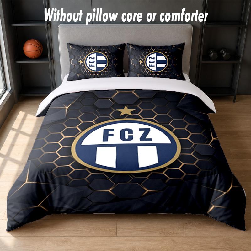FC Zürich Design Bed Bedding Set 1 Duvet Cover + 2 Pillowcases Soft Breathable Household Bed Linens