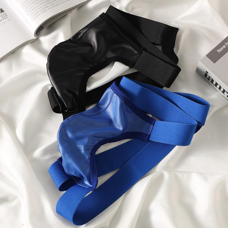 Intimo Sexy da Uomo Perizoma in Ecopelle Tanga a Sfondo Aperto Mutande con Saccoccia Convessa Jockstrap Mutandine da Uomo Gay Lingerie Erotica