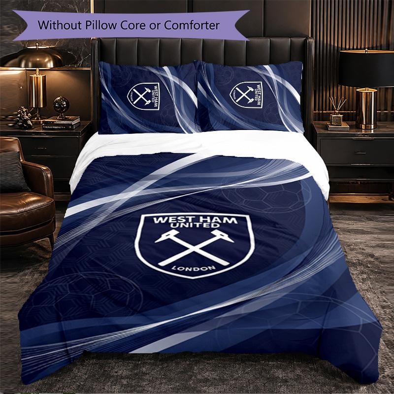 West Ham United Calcio Set Biancheria da Letto 3 Pezzi Morbido Set Copripiumino con Federe Set Decorazione Camera da Letto per la Casa