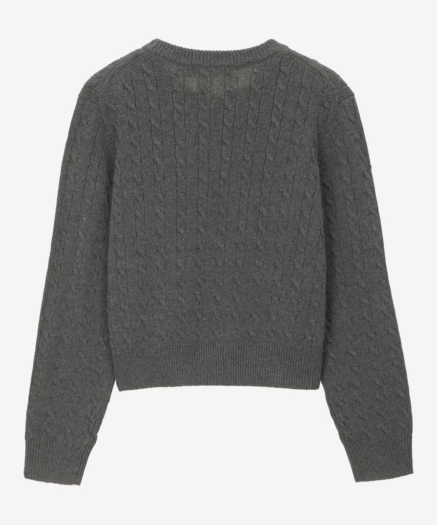 BASIC HOUSE Women'S Cable Round Neck Crop Knit Grey Lykt7201