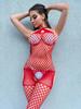 Cross-Back Jacquard Mesh Open-Crotch Bodysuit Lingerie - Sexy One-Piece Sleepwear