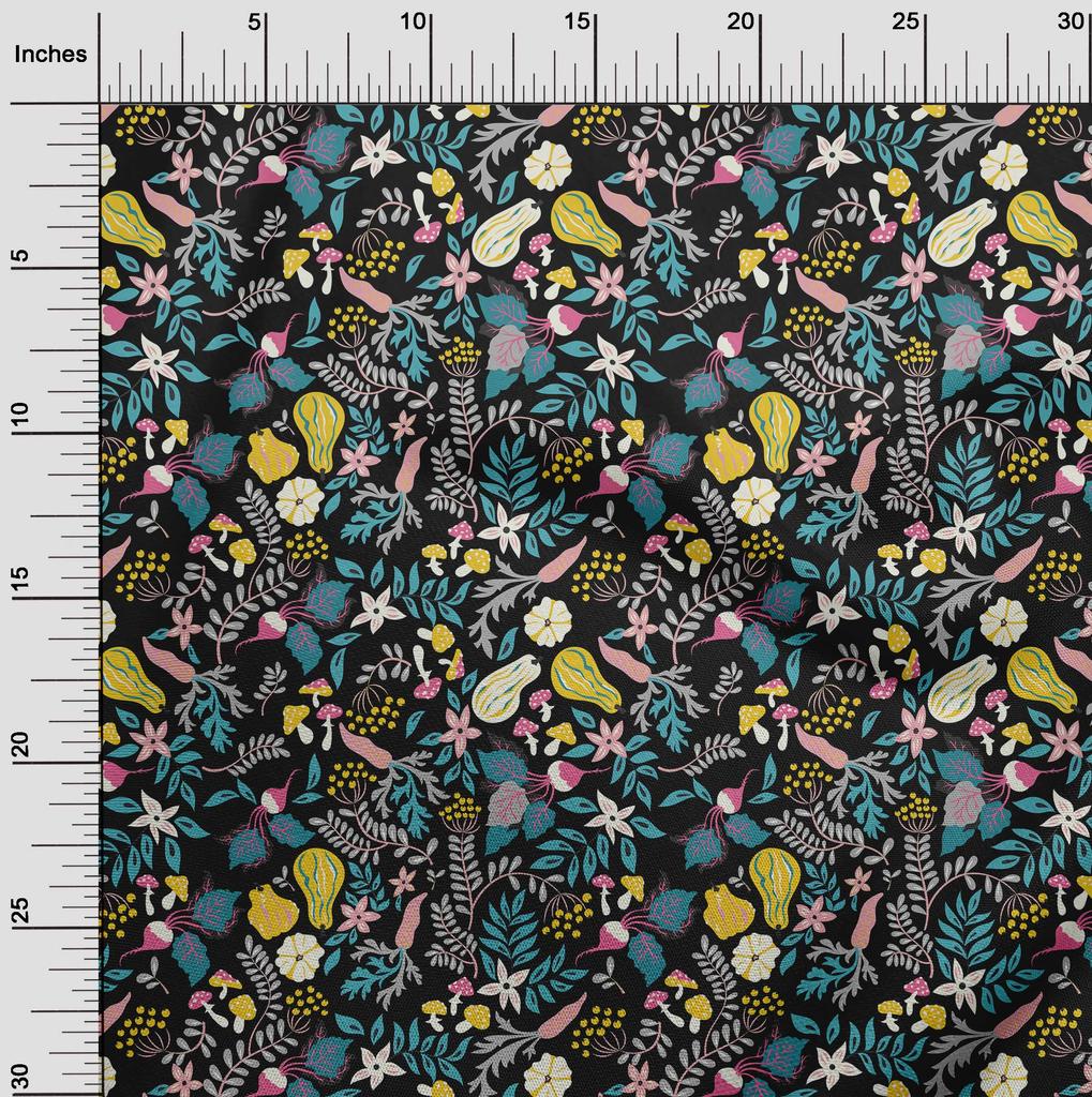 oneOone Cotton Flex Black Fabric Floral Sewing Craft Projects Fabric Prints By Yard 40 Inch