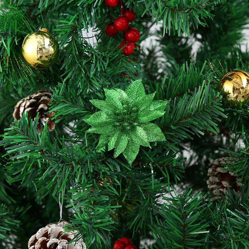 Exquisite Christmas Flowers, Solid Scallion Powder Gold, Silver and Red Flower, Christmas Tree Ornaments, Christmas Wreaths, Rattan, Christmas Decorat