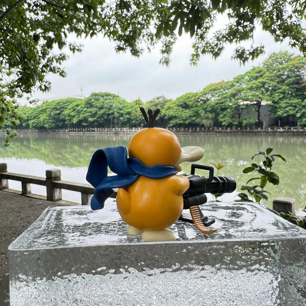 Mini Psyduck Gatling Gun Car Ornament - Pokemon Anime Figurine Model