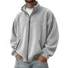  Fall Winter Men's American Style Stand Collar Zip Up Hoodie Casual Jacket Fleece Lined Warm Pullover
