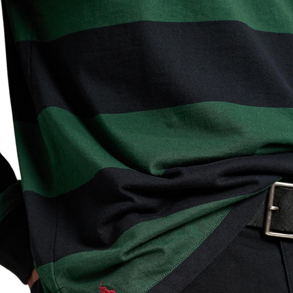 Polo Ralph Lauren Ribbed Color Block Collar Striped Split Long Sleeve Polo Shirt Men Tops MNPOKNI16824528-300