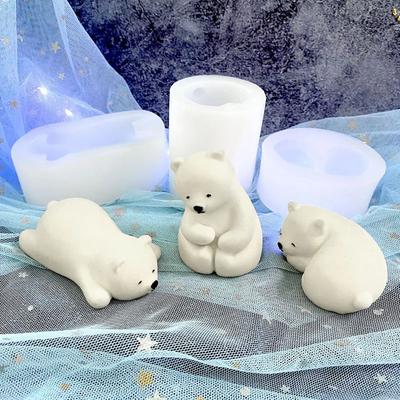 Niedliche Bären Silikon Kerzenformen 3D Mini Tier Handwerk Gips Ton Harz Seife Form Handgemacht Schokolade Eis Kuchen Backwerkzeuge