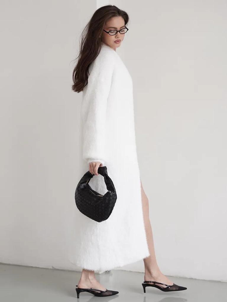 Women's Autumn/Winter Long Fluffy Cardigan - Soft Knit, Imitation Mink Velvet Sweater Coat, Lazy Style