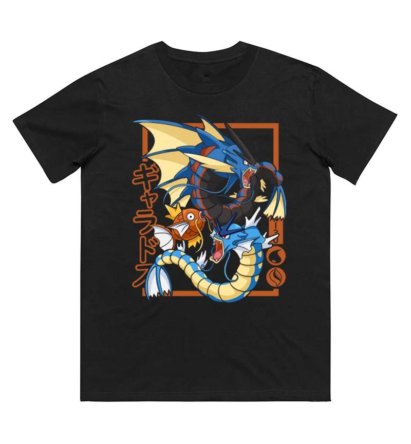 Футболка с принтом Pokemon Magikarp Evolution, 100% хлопок, короткий рукав, для мужчин и женщин, весенне-летняя мода, повседневная рубашка S