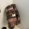 Autumn and Winter New Thickened Warm Circle Yarn Colored Imitation Cashmere Plaid Scarf Women's Tassel Versatile Shawl