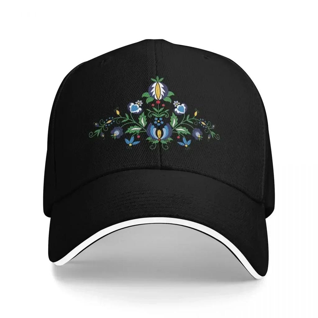Folk 4th Composition Kashubian Art White Background Baseball Cap Trucker Cap New Hat Unisex WoUnisexs