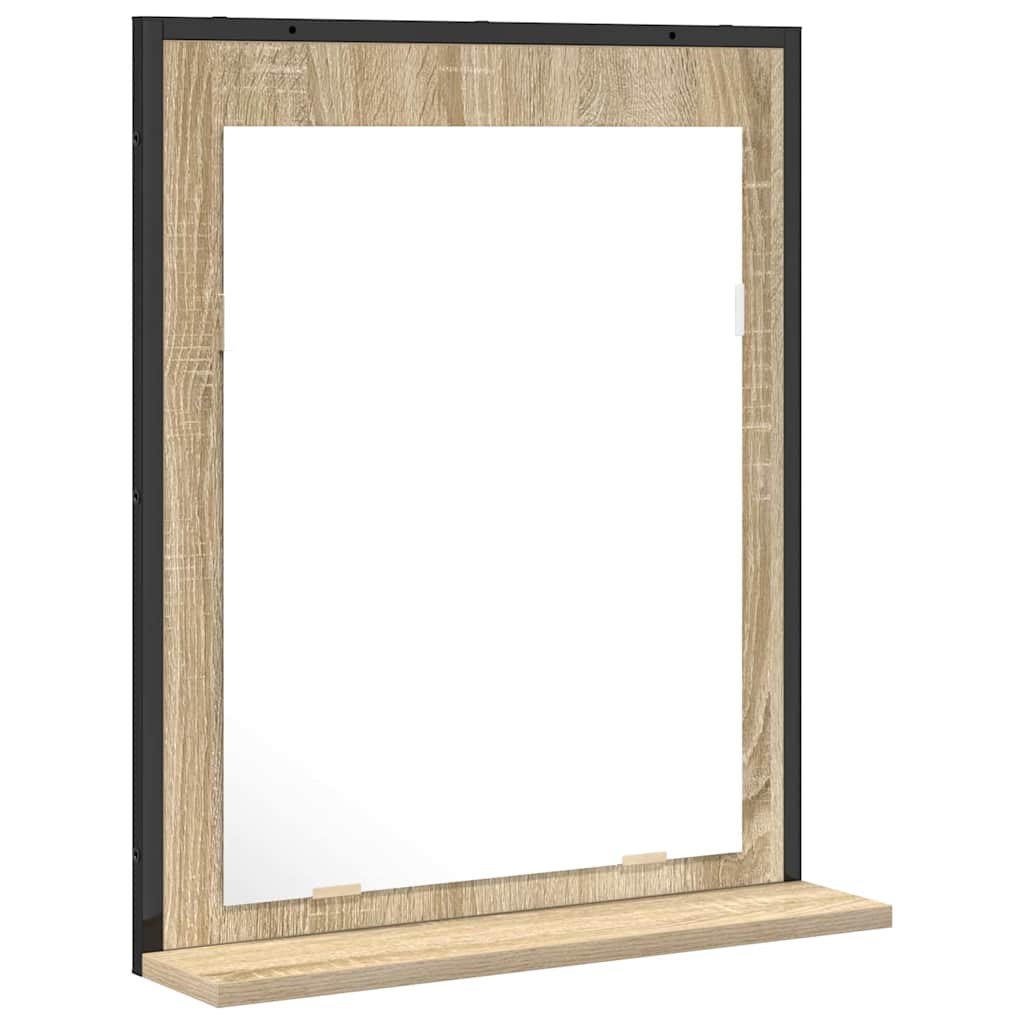 Bathroom Mirror with Shelf Black 50 x 12 x 60 cm