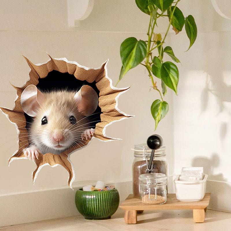 3D Personalised Mouse Sticker Animals Home Decor Living Room Wall Stickers