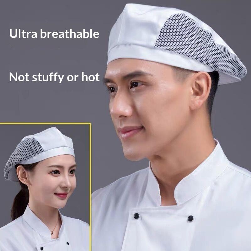 Waiter Beret Breathable Mesh Chef Hat Catering Milk Tea Baking Work Hat Men Women