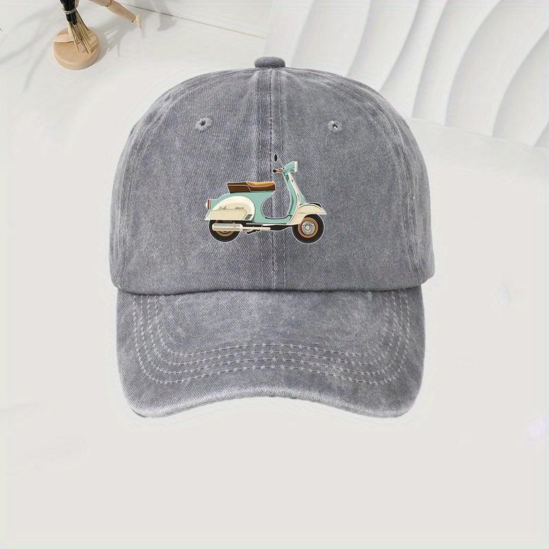 

Baseball cap with city style printed motorcycle pattern, fashionable travel, sun protection hat, simple and versatile Adjustable сірий колір