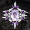 Amethyst Zirconia Stackable Ring Set: Trendy European-American Three-Piece Women's Wedding Engagement Jewelry.