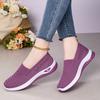 Women's Large-Size Flat Shoes – Fly-Knit Breathable Casual Slip-Ons, Solid Color Versatile Mother's Shoes