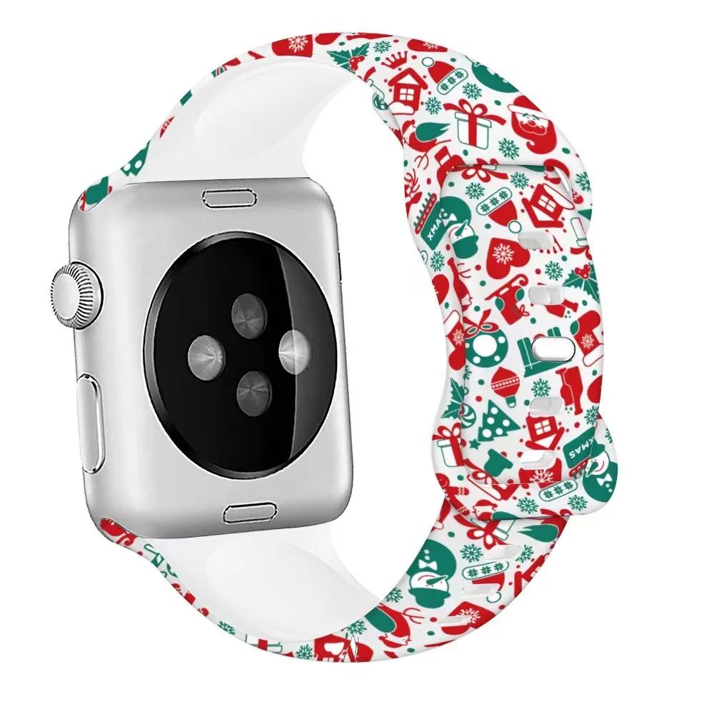 Christmas Silicone Strap For Apple Watch Ultra 49mm 10 9 8 7 45mm 41mm 42mm 46mm Bracelet Wristband iWatch 6 5 4 SE 44mm Correa