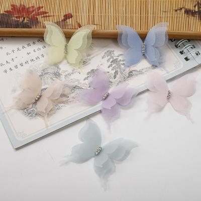 10pcs Gradient Color Organza Fabric Butterfly Appliques 3D 5CM Chiffon Butterfly Dreamy Translucent DIY Sewing Craft Decoration