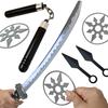 LamPlanning Ninja Nunchuck Set, Includes Shuriken, Kunai, Nunchucks, and Sponge, Perfect for Cosplay, Costumes, and Martial Arts (Luxury 7-Piece Set)