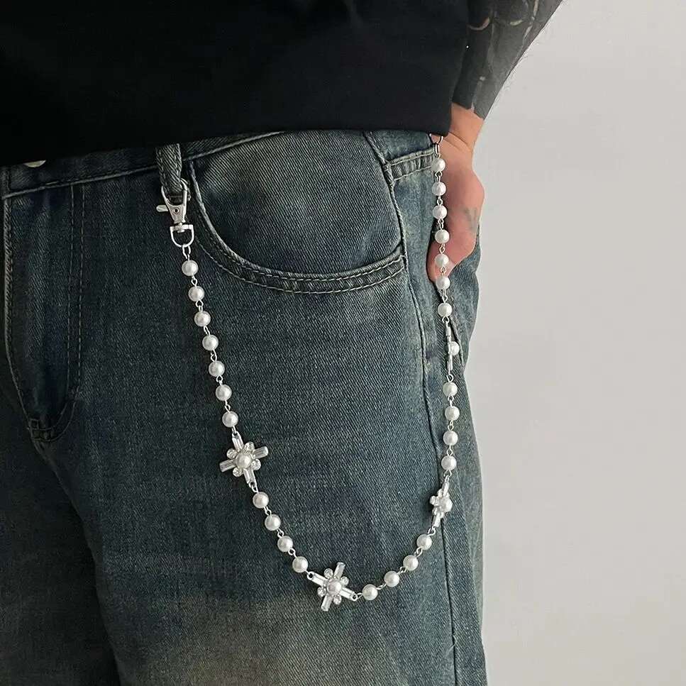 Ingemark Hip Hop Strassstein Kreuz Lange Schlüsselanhänger Geldbörse Gürtel Jeans Hosen Hipster Hosen Taschenketten für Herren Schmuck Trend 2025