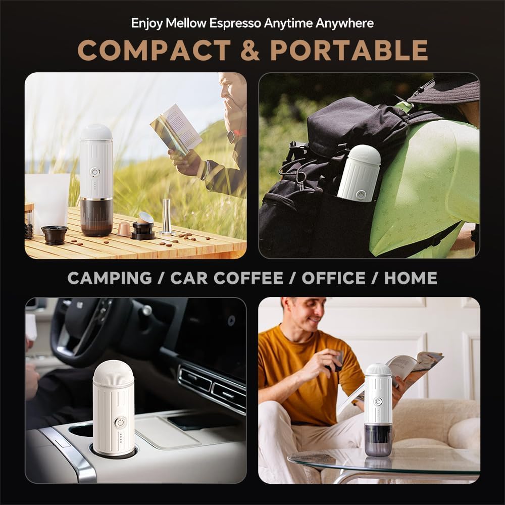 Portable Electric Espresso Coffee Maker Wireless heating 2 IN 1 Extraction Machine Support Ground Coffee and NS capsule
